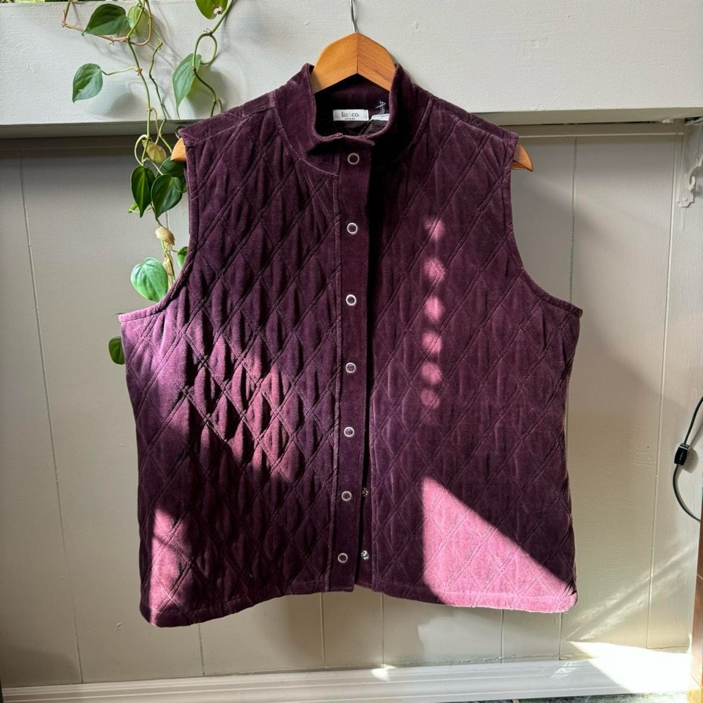 Liz & Co 💜 vintage purple velvet quilted women’s vest - xl
